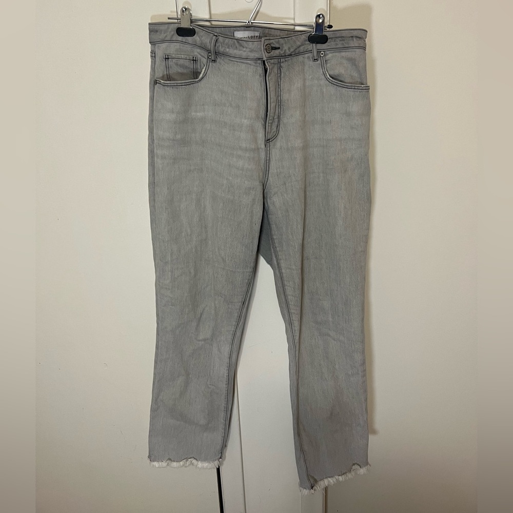 Loft Curvy Straight Jean in Vintage Grey Wash size 12 Tall